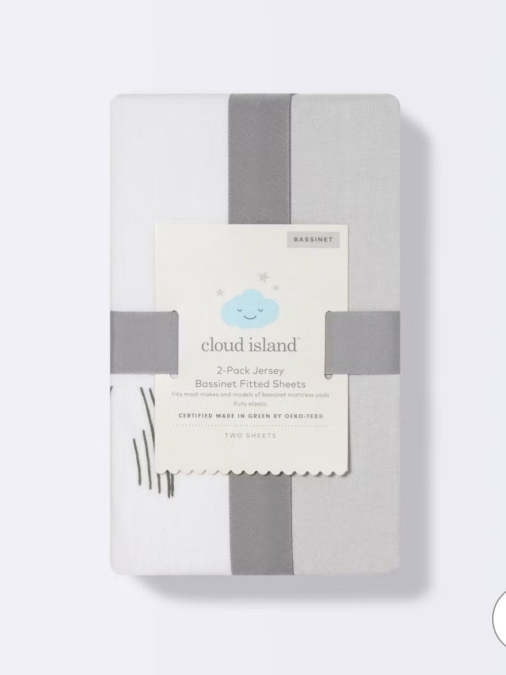 cloud island 2-Pack Jersey Bassinet Sheets in Gray and White